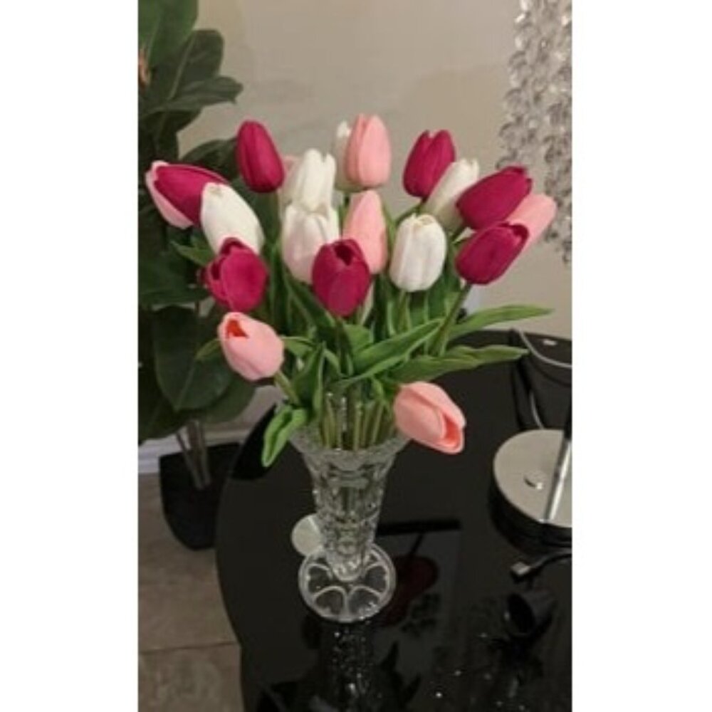 New 20pcs Shades of Pink Fake Flowers Artificial Tulip Silk Flowers 13.5"